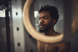 Man's Off Center Reflection 