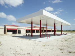 Deserted gas station in daylight 