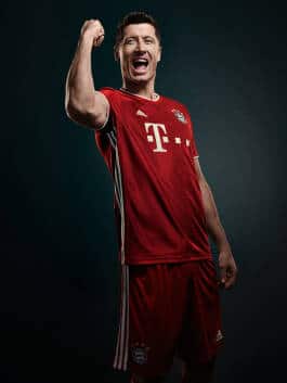 Robert Lewandowski in a Celebrating Pose 