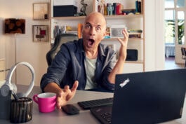 Bald man in a Surprised look 